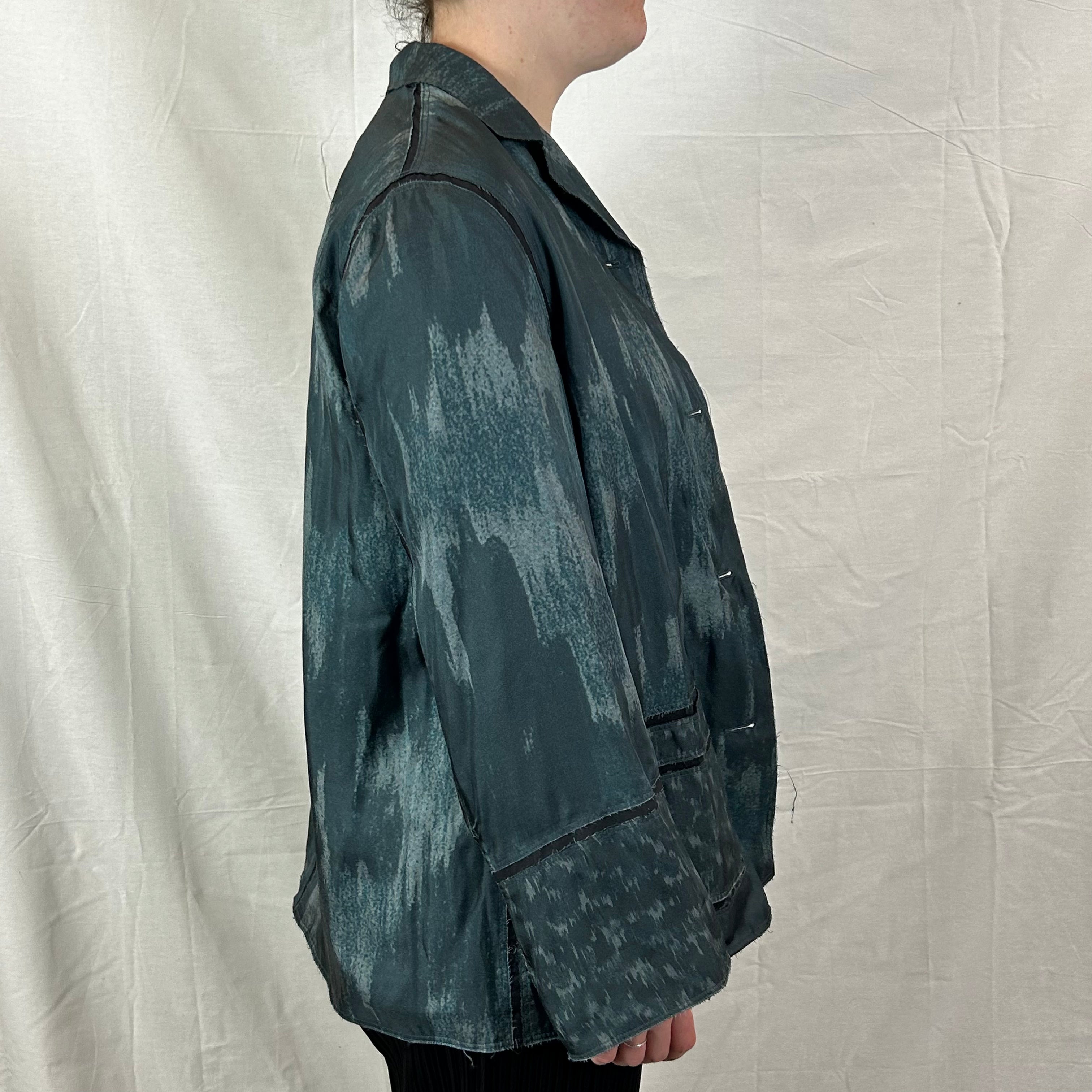 Acne Studios Shades of Teal Silk Raw Edge Jacket XS/S/M