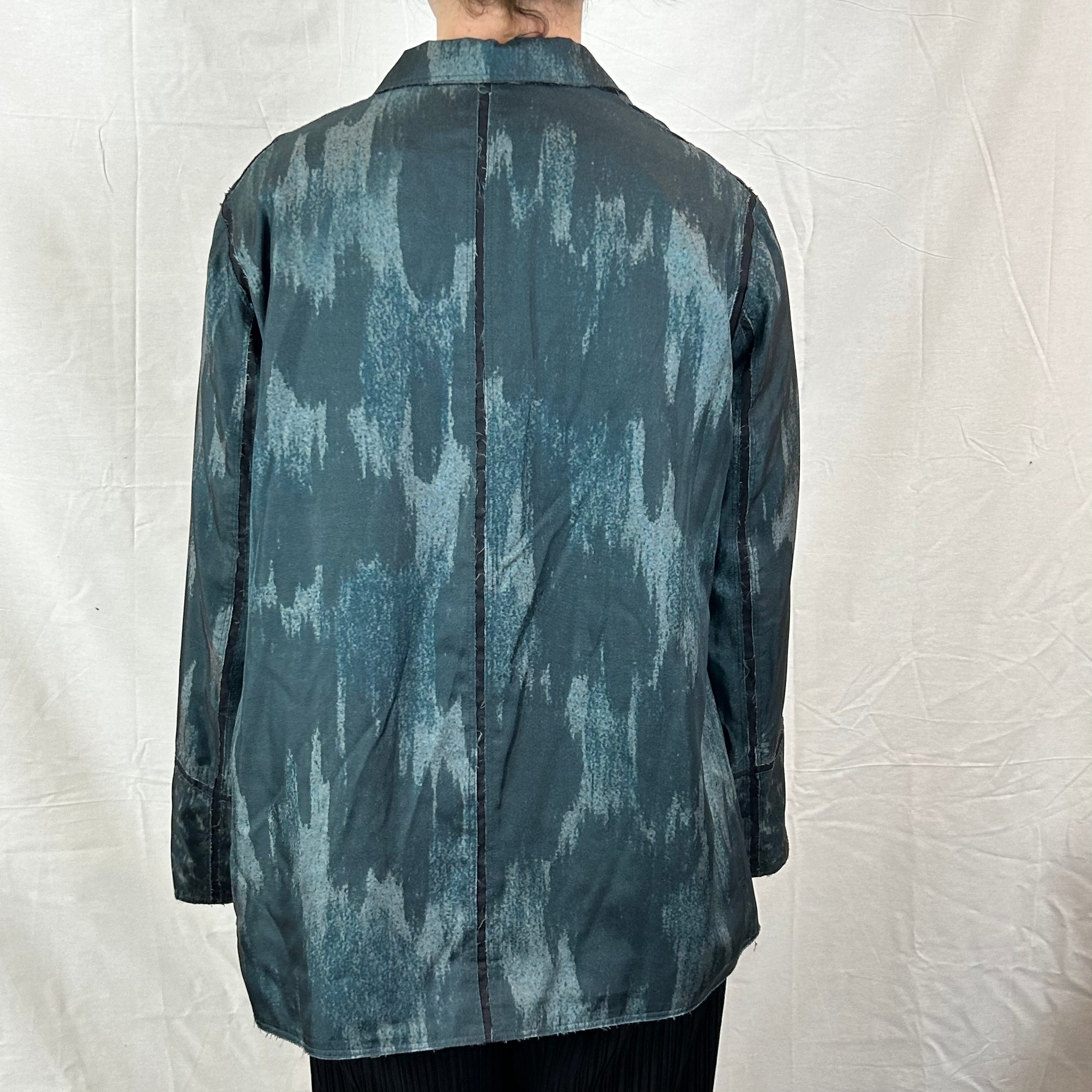 Acne Studios Shades of Teal Silk Raw Edge Jacket XS/S/M