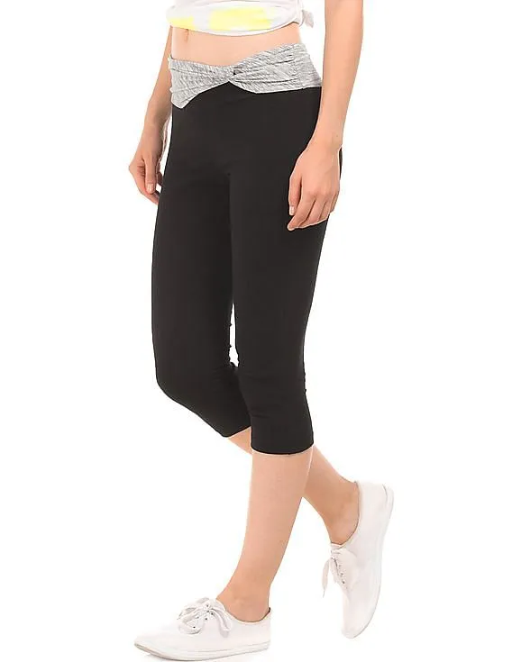 Aeropostale Heathered Waistband Active Capri Leggings