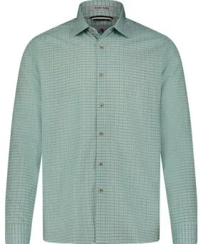 American Heritage Pistachio Sand Check Hidden Button Down Long Sleeve Shirt