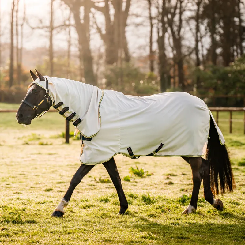 Amigo Ripstop Hoody Combo Neck Fly Rug - Chalk/Navy/Rose