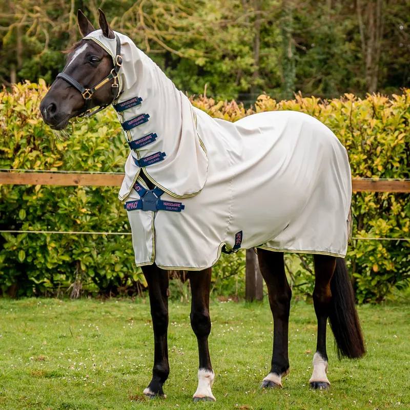 Amigo Ripstop Hoody Combo Neck Fly Rug - Chalk/Navy/Rose