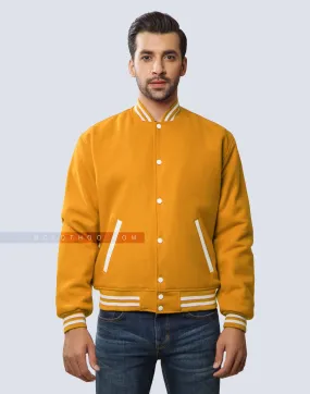 Athletic Gold Wool Letterman Jacket | Clothoo