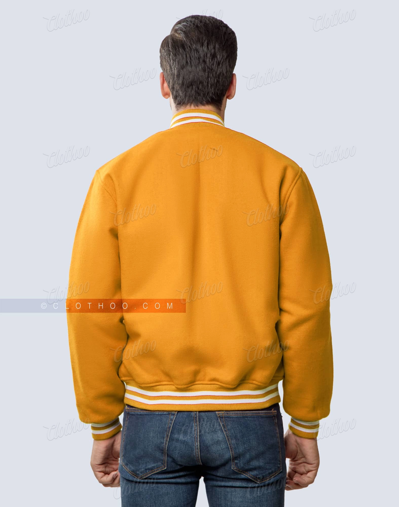 Athletic Gold Wool Letterman Jacket | Clothoo