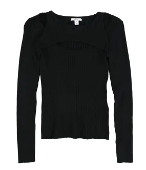 Bar Iii Womens Cutout Ribbed Pullover Sweater