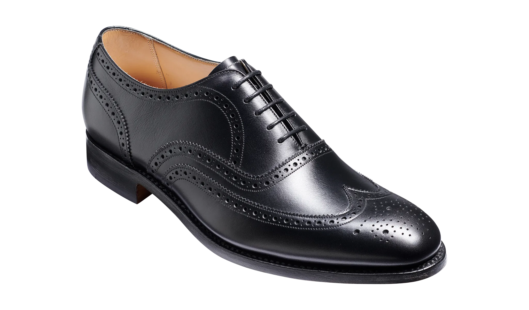 Barker Malton Full Wing Brogue Shoe -Black Calf