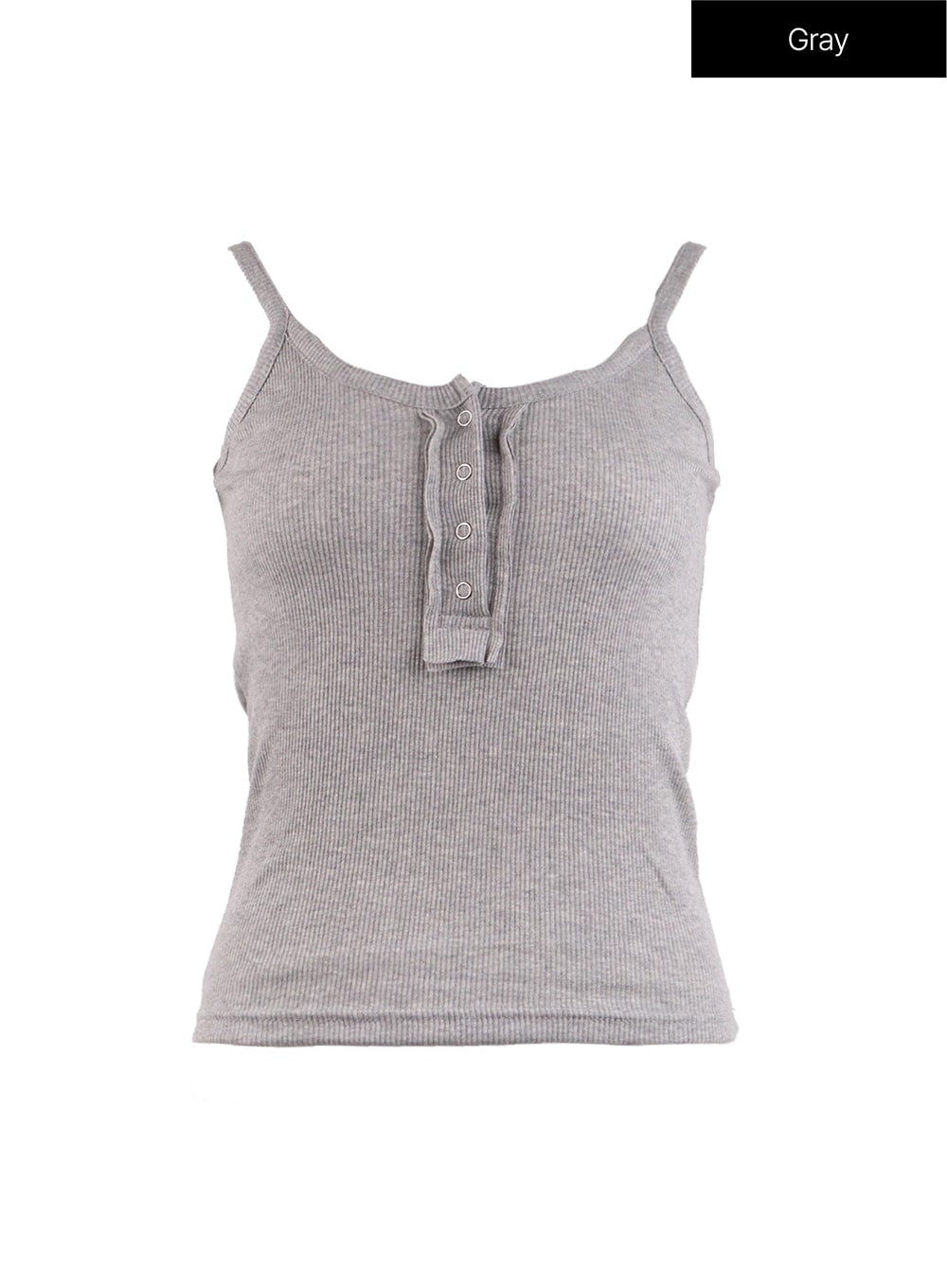 Basic U-Neck Snap Button Tank Top OJ424