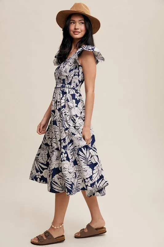 Bethie Ruffle Sleeve Midi Dress