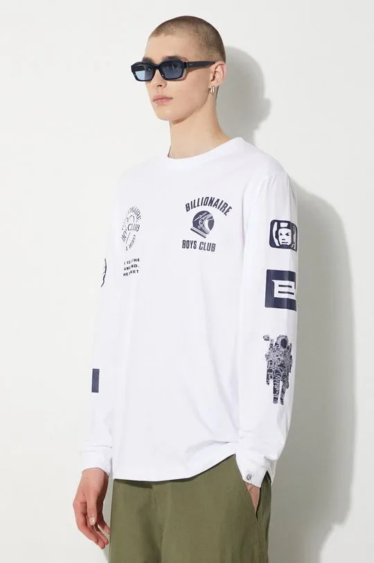 Billionaire Boys Club cotton longsleeve top Multi Graphic Longsleeve white color with a print B24251