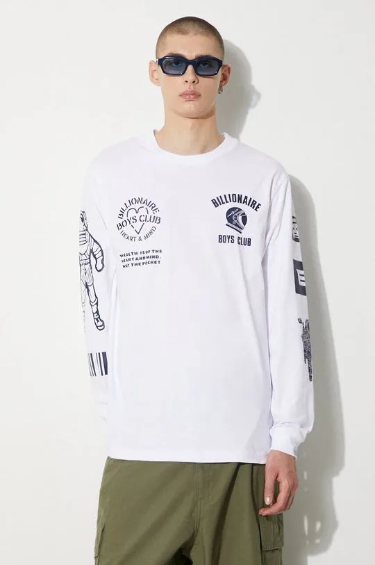 Billionaire Boys Club cotton longsleeve top Multi Graphic Longsleeve white color with a print B24251