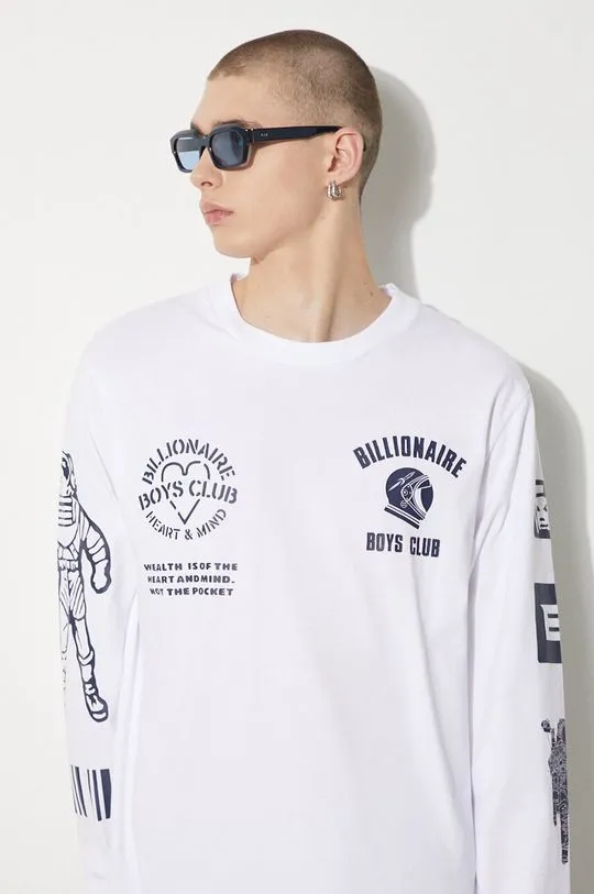 Billionaire Boys Club cotton longsleeve top Multi Graphic Longsleeve white color with a print B24251