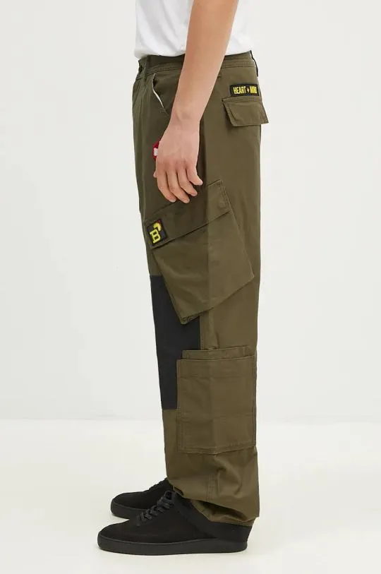 Billionaire Boys Club cotton trousers Patch Cargo Pant green color B24315