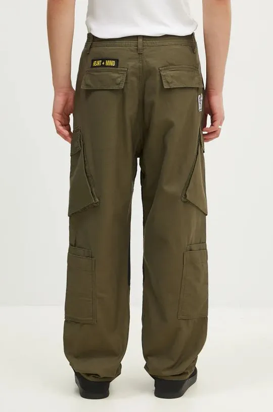 Billionaire Boys Club cotton trousers Patch Cargo Pant green color B24315