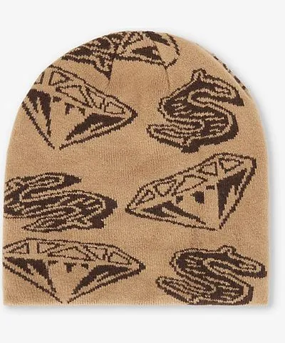 Billionaire Boys Club Mens Tan Logo-appliqued jacquard beanie