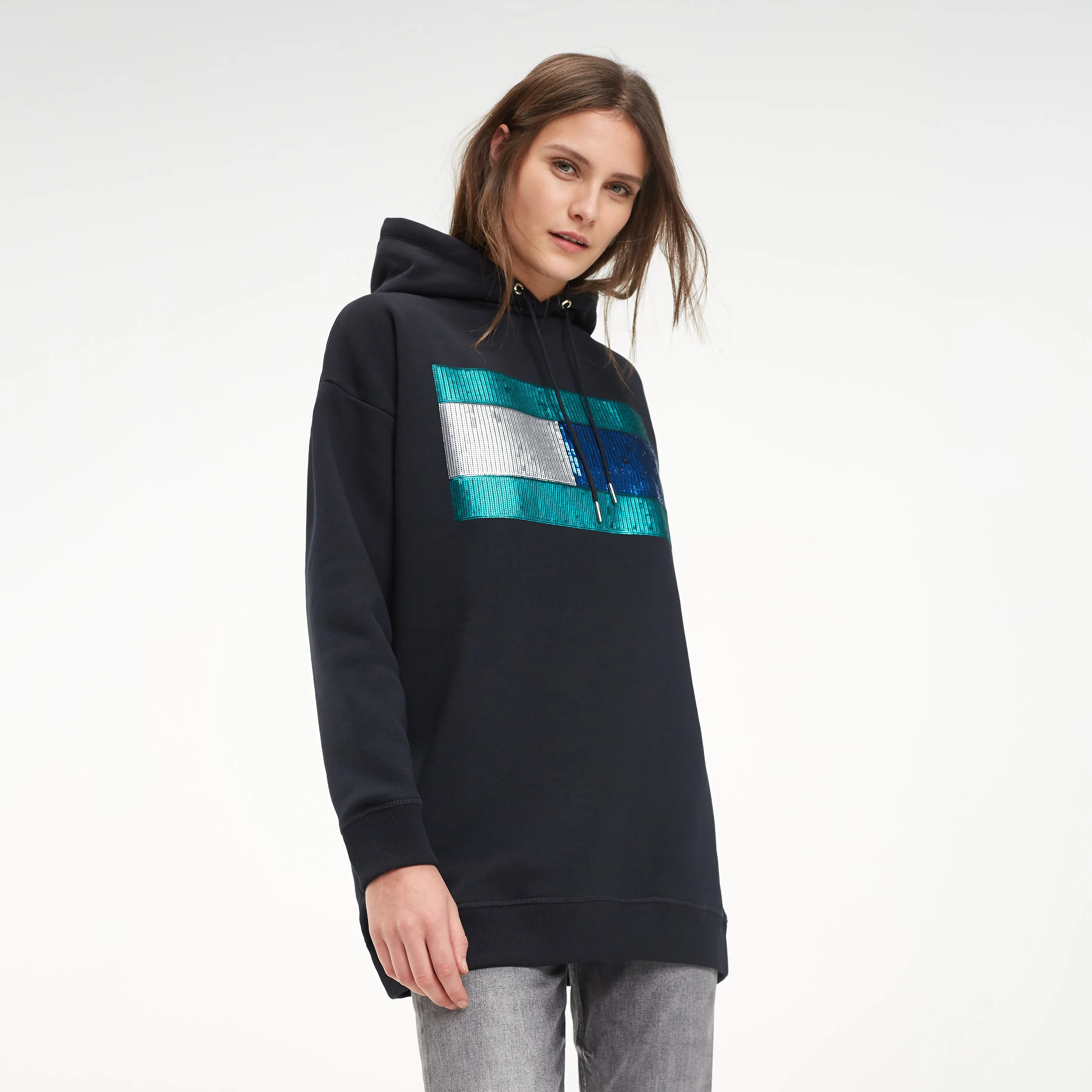 Black Relaxed Fit Fleece Hoody | Sweatshirts & Hoodies | Tommy Hilfiger