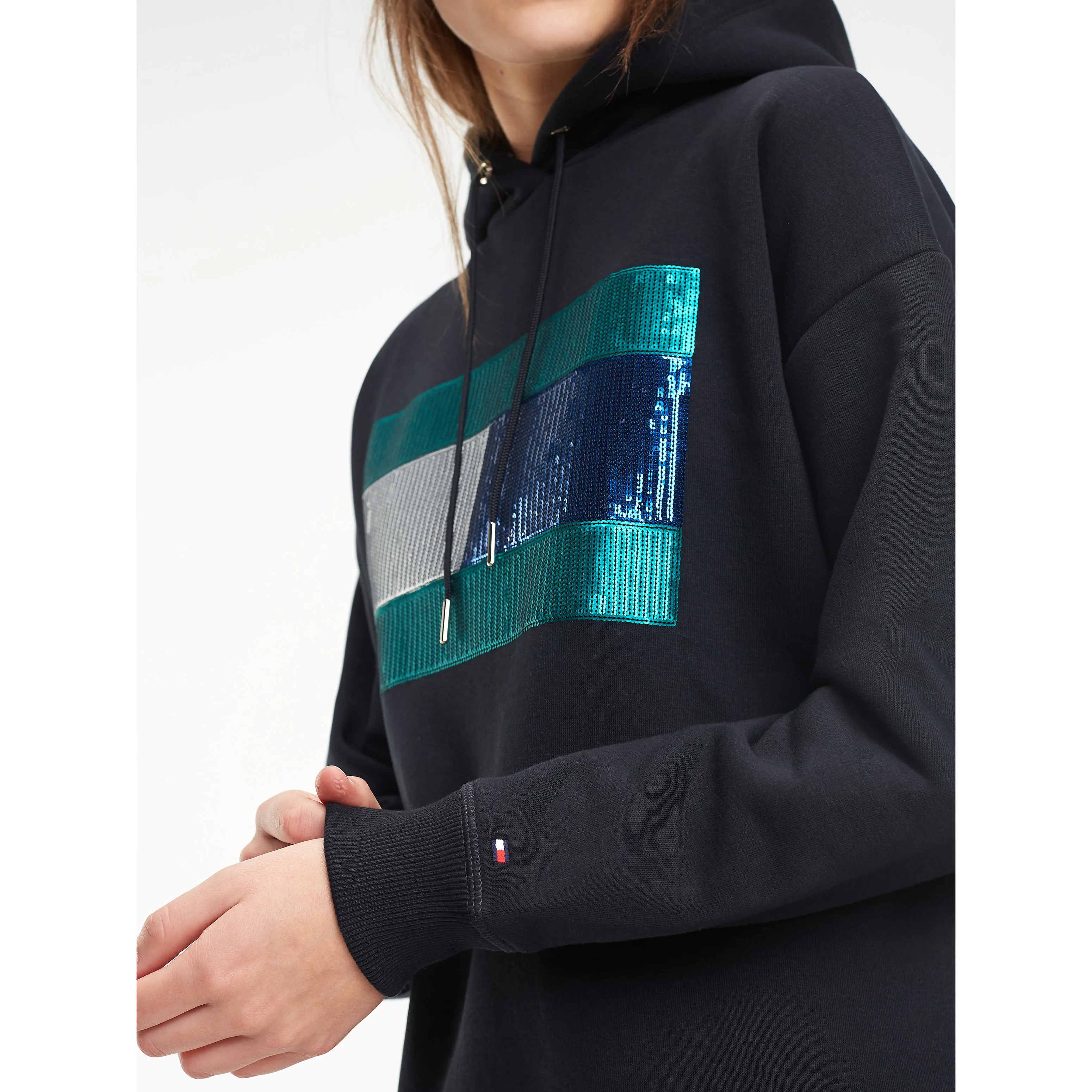 Black Relaxed Fit Fleece Hoody | Sweatshirts & Hoodies | Tommy Hilfiger