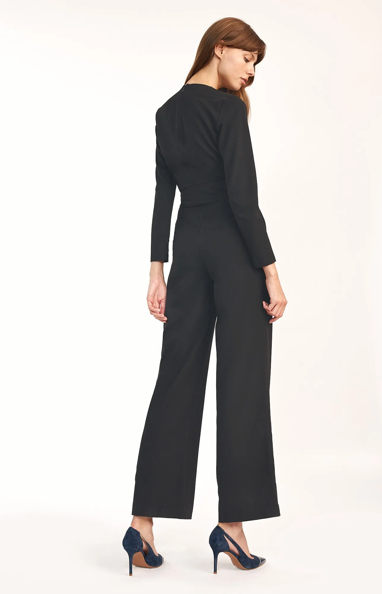 Black wrap neckline jumpsuit