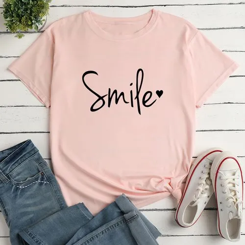 Casual Letter 100% Cotton Round Neck Short Sleeve Regular Sleeve Printing T Shirt