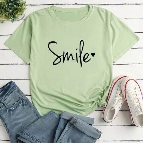 Casual Letter 100% Cotton Round Neck Short Sleeve Regular Sleeve Printing T Shirt