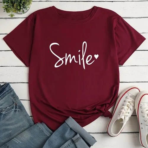 Casual Letter 100% Cotton Round Neck Short Sleeve Regular Sleeve Printing T Shirt