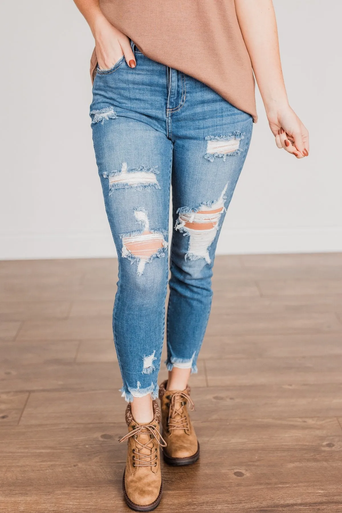 Cello Distressed Skinny Jeans- Athena Wash