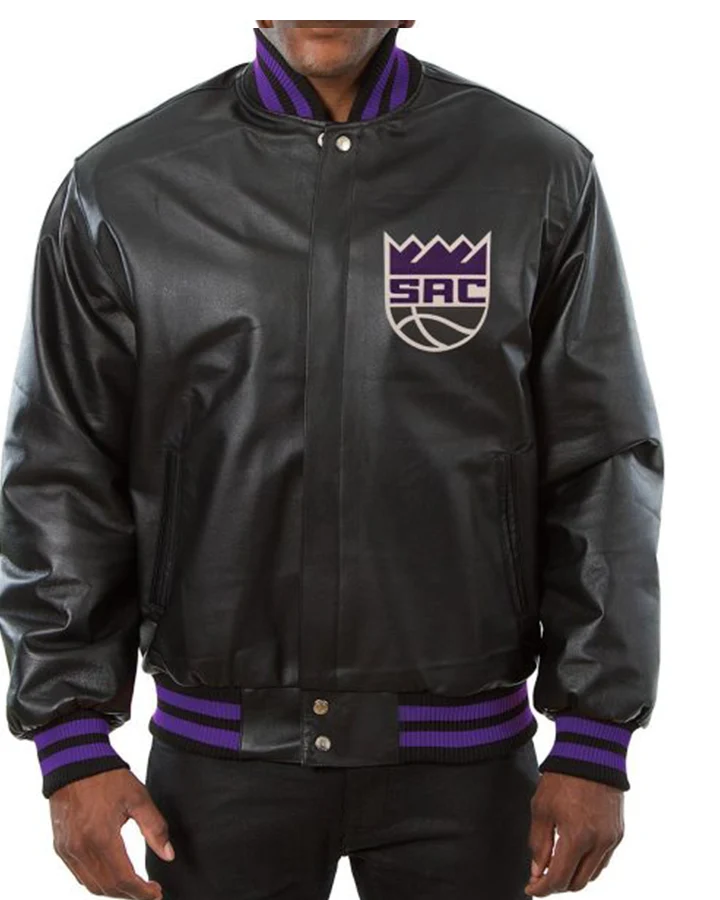 Davis Sacramento Kings Leather Bomber Jacket - William Jacket