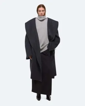 Double Face Cocoon Coat - Charcoal