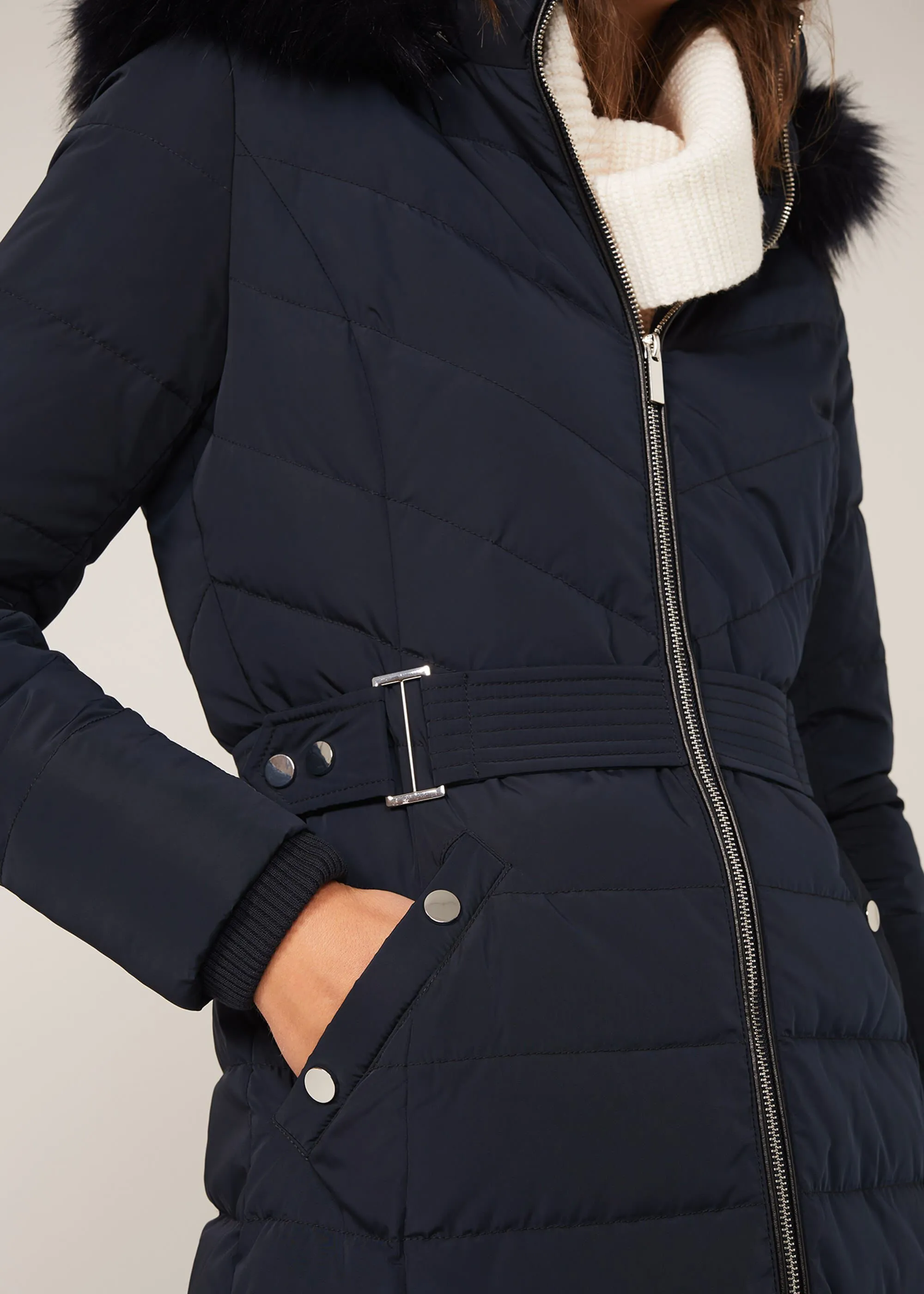 Elouise Buckle Long Puffer Coat