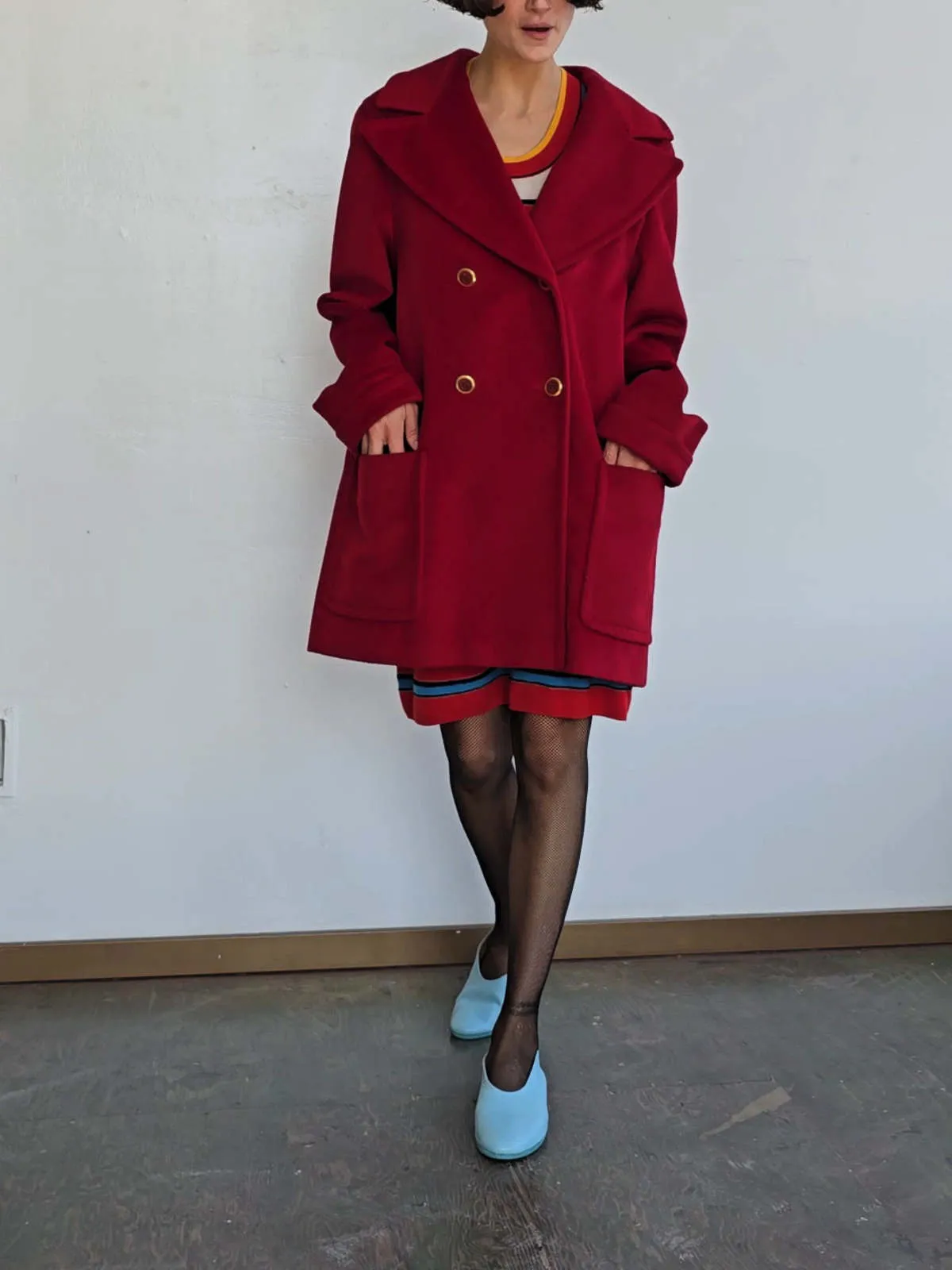 Escada Angora Blend Coat - Cherry