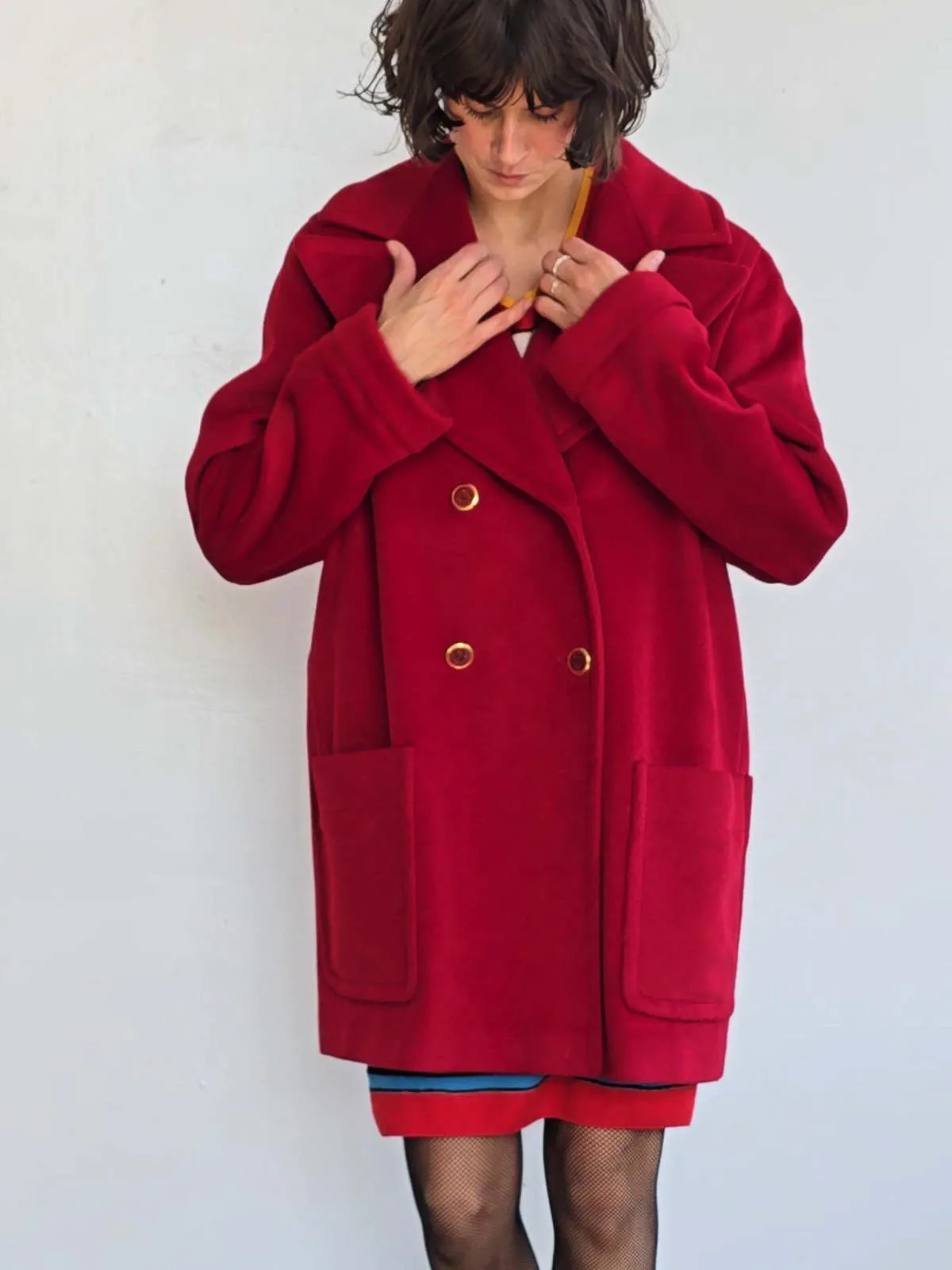 Escada Angora Blend Coat - Cherry