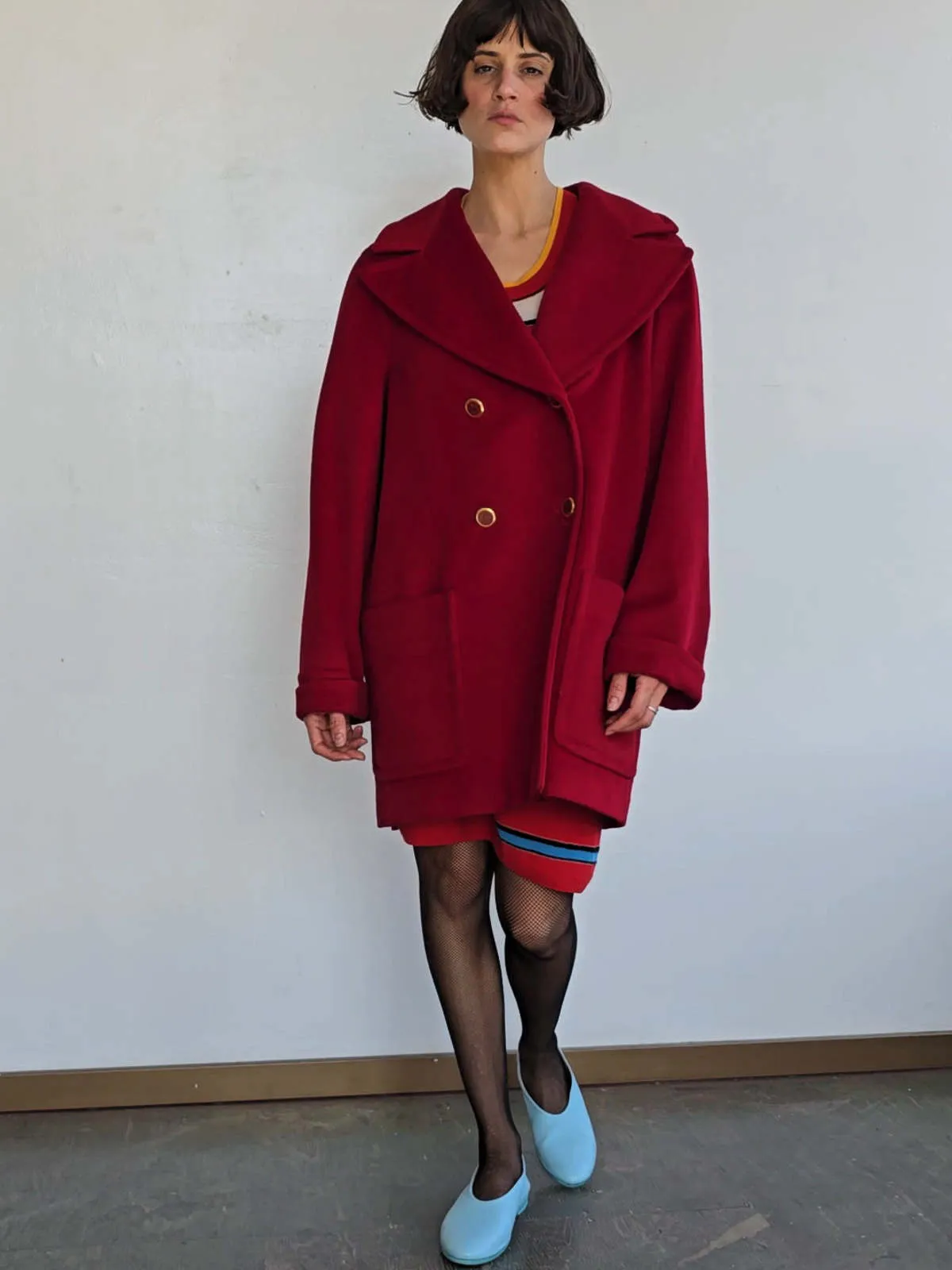 Escada Angora Blend Coat - Cherry