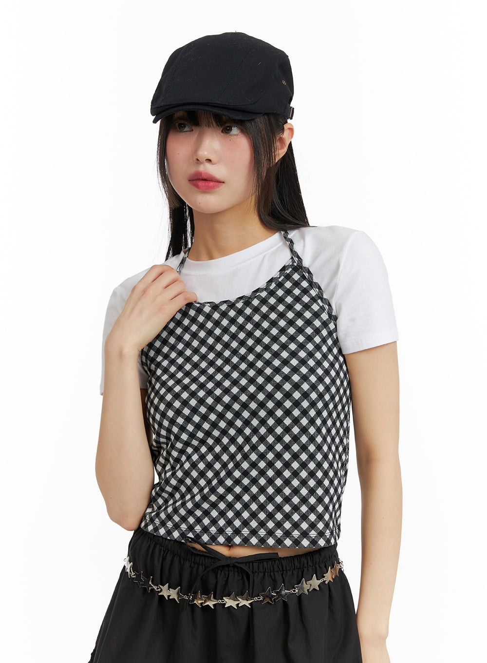 Gingham Halter Tank Top CF422