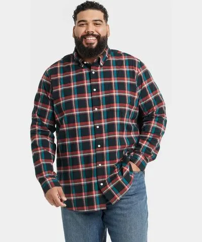 Goodfellow & Co Men's Big & Tall Long Sleeve Plaid Poplin Shirt