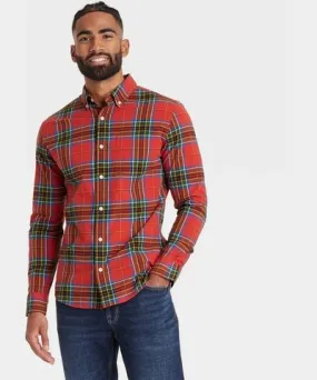 Goodfellow & Co Men's Long Sleeve Plaid Poplin Shirt