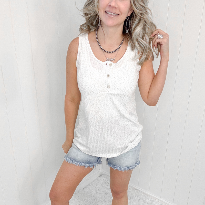 Heathered Beige Scoop Neck Tank Top