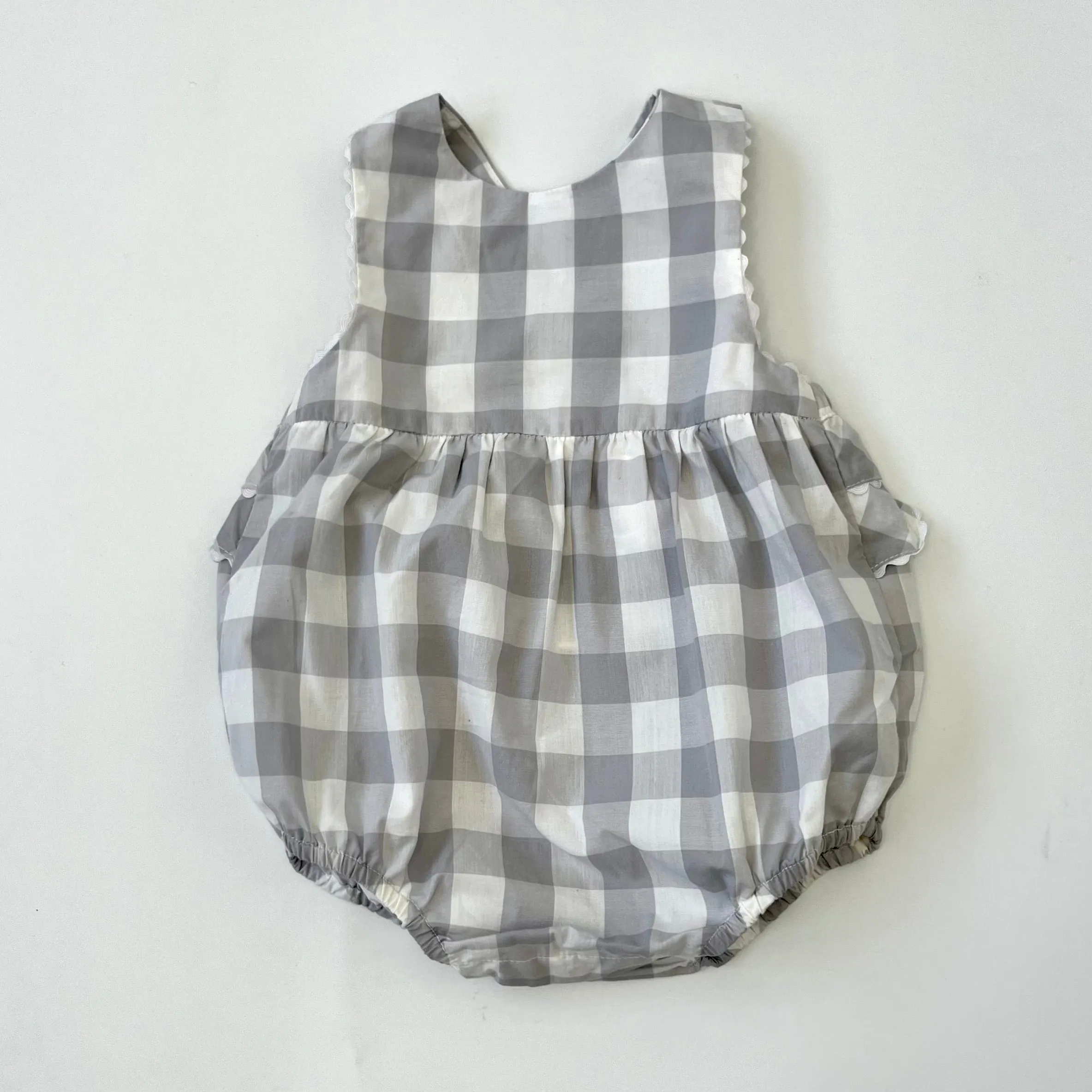 Jacadi Grey And White Check Romper: 12 Months