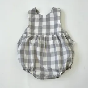 Jacadi Grey And White Check Romper: 12 Months