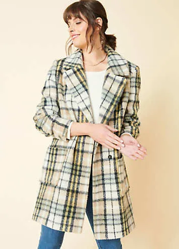 Kaleidoscope Double Breasted Chatsworth Check Coat | Grattan