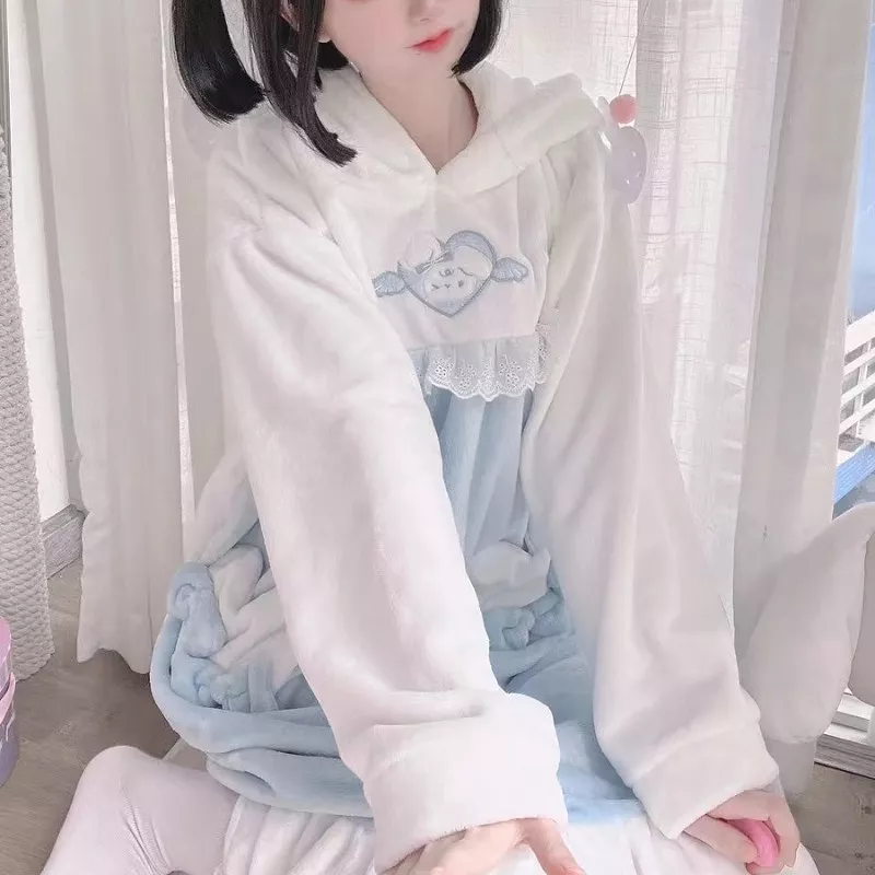 Kawaii White Blue Bunny Pajamas Homewear MK19206