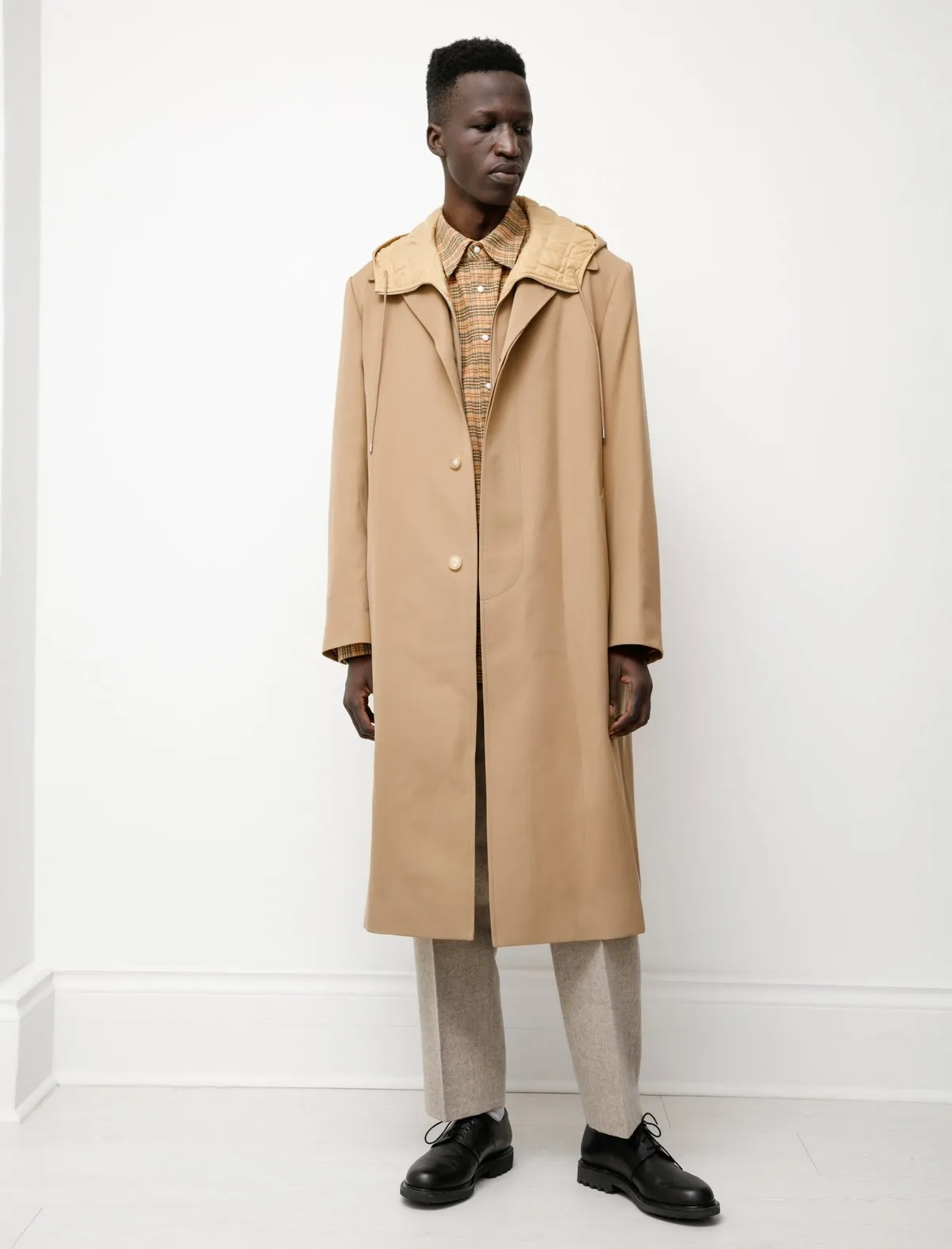 Light Wool Max Gabardine Liner Coat - Beige