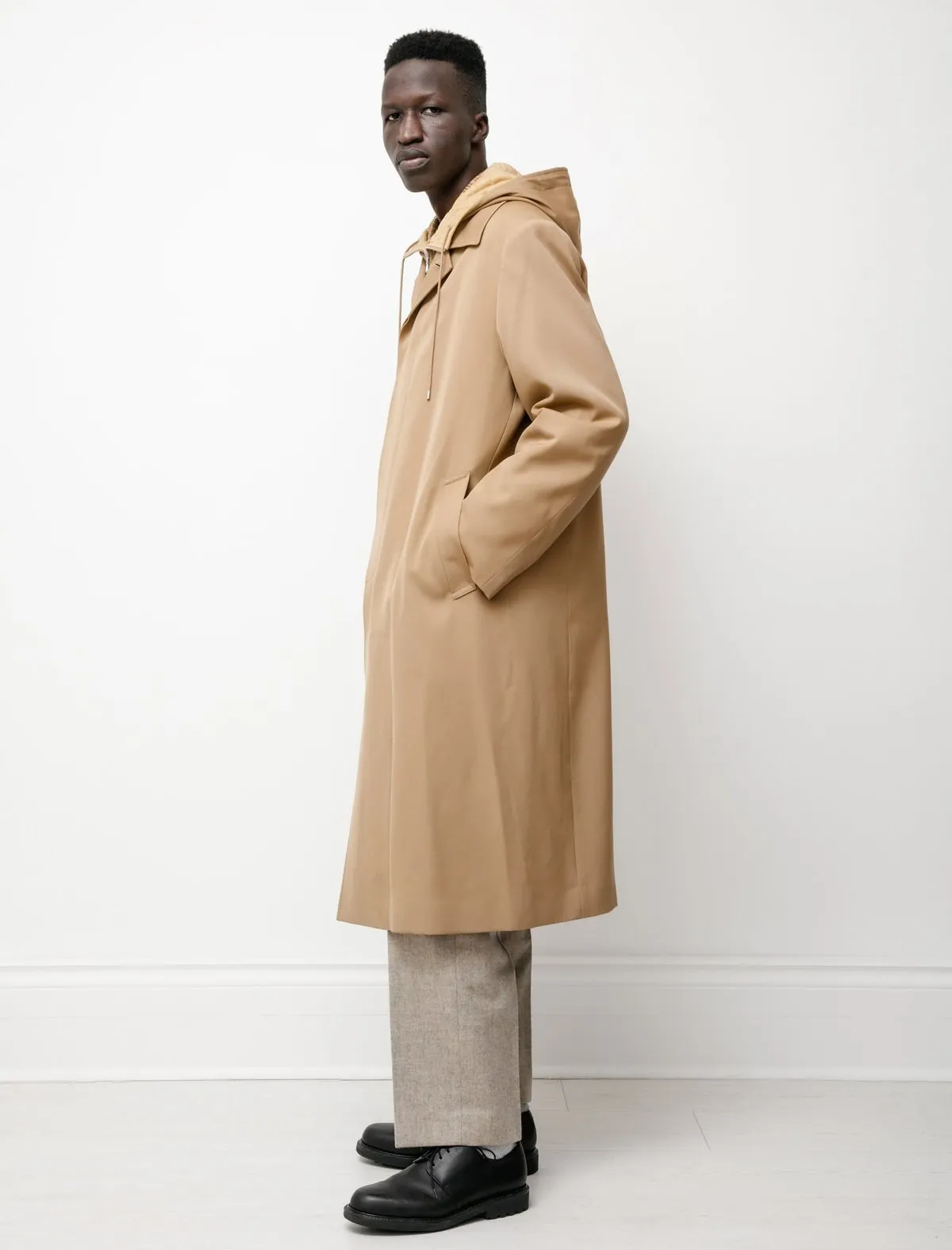 Light Wool Max Gabardine Liner Coat - Beige