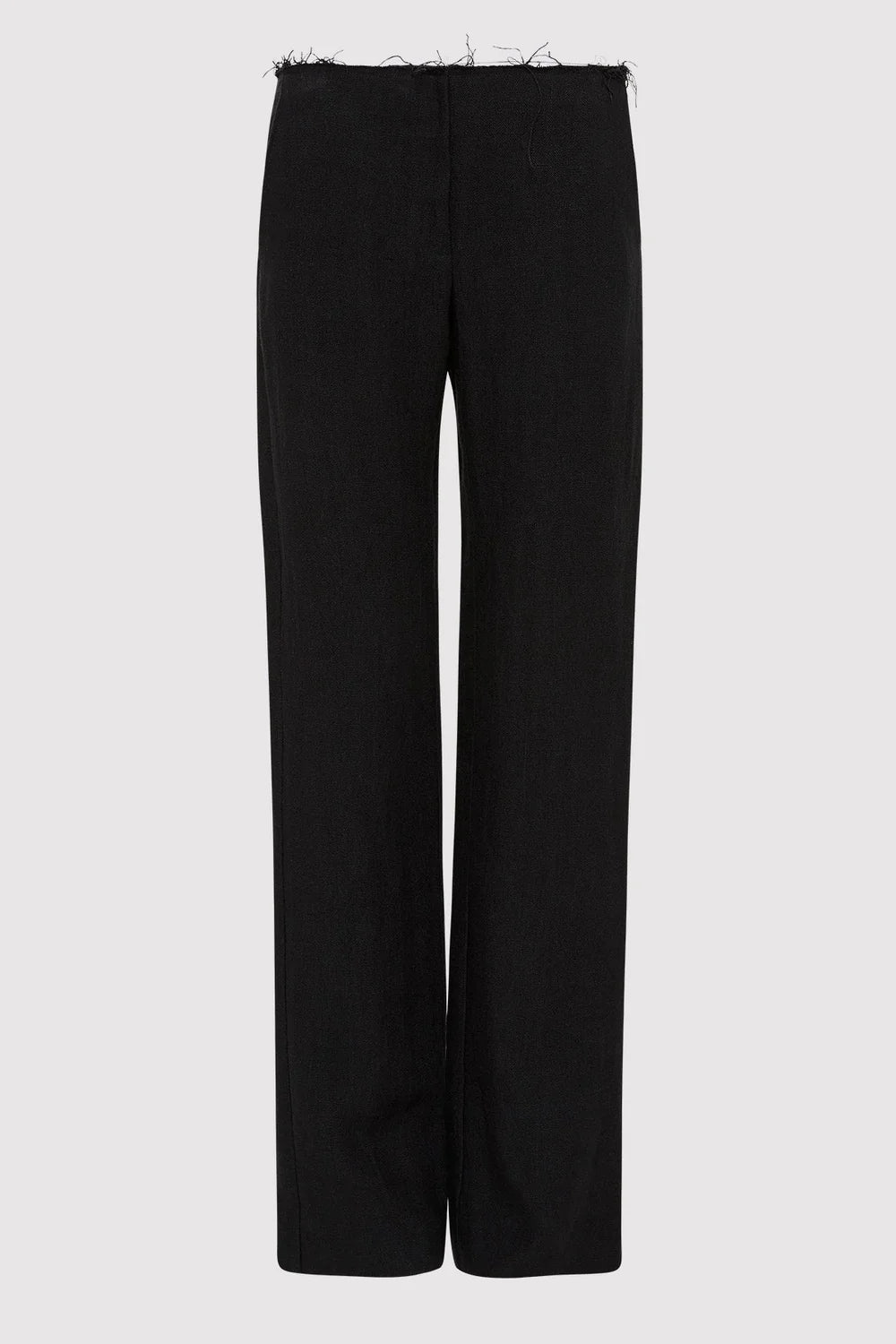 Low Waist Raw Edge Pants - Black