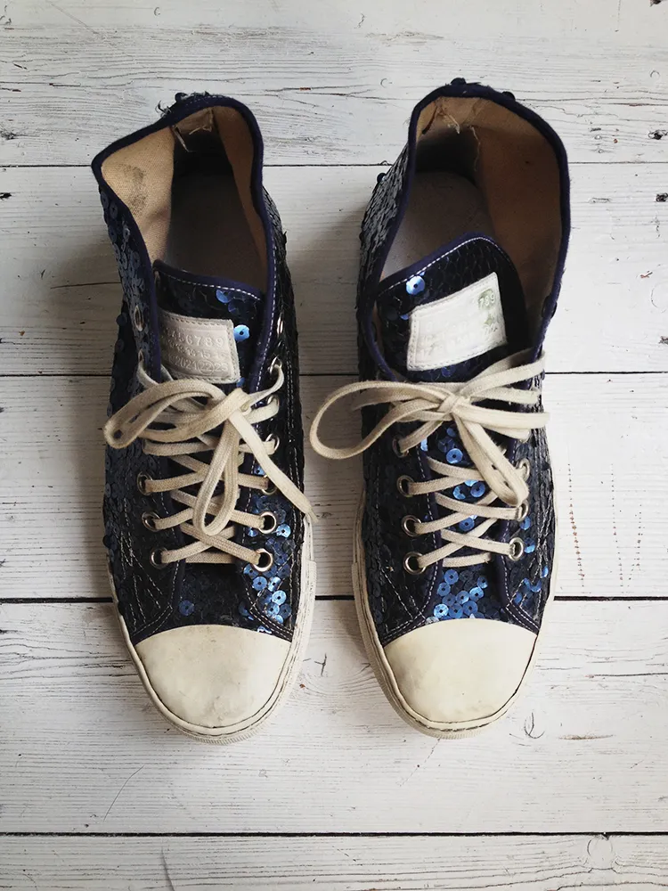 Maison Martin Margiela blue sequin sneakers (41)