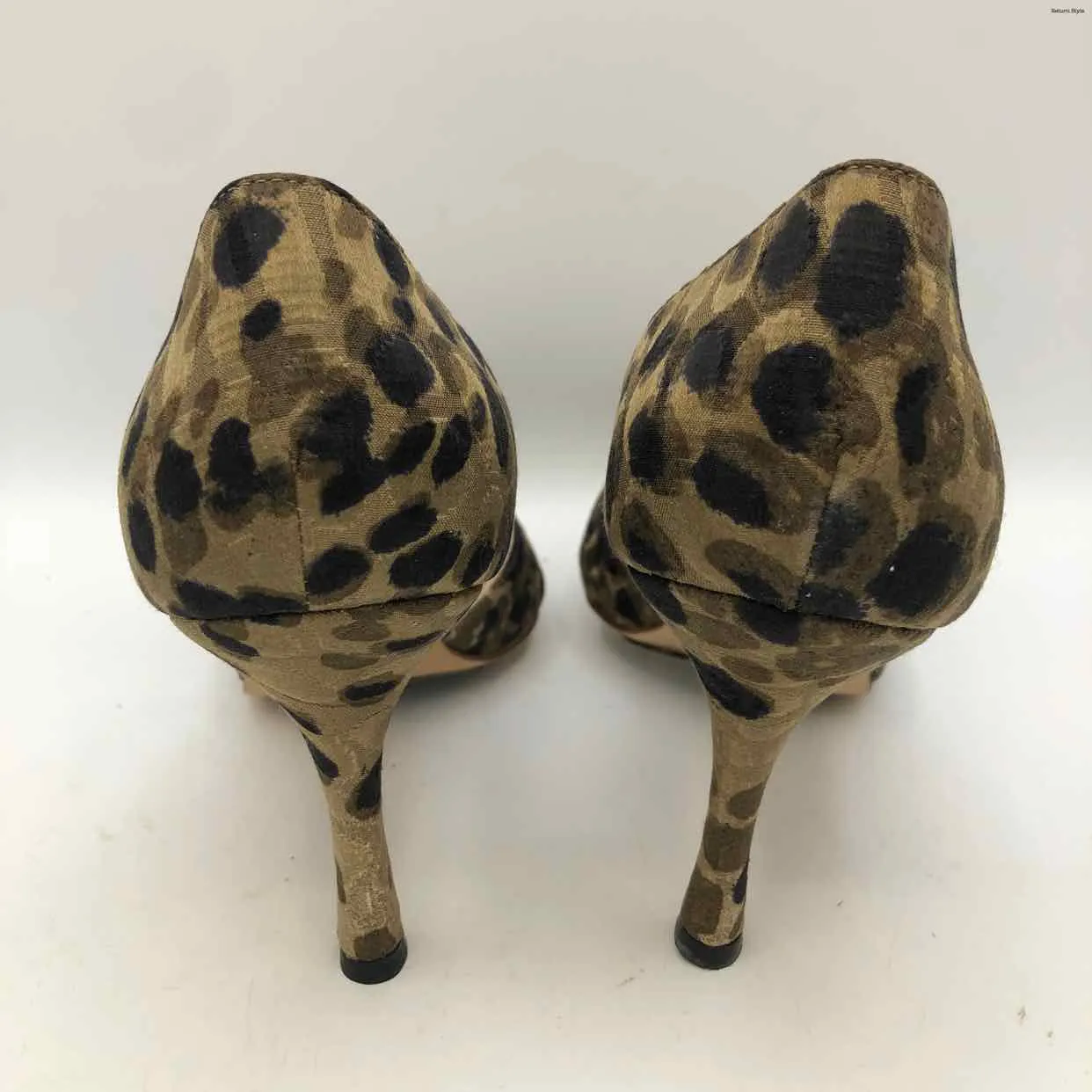 MANOLO BLAHNIK Olive Black Italian Made Animal Print 3Heel Shoes