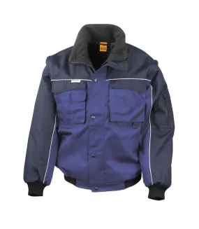 Mens heavy duty jacket royal blue/navy WORK-GUARD by Result