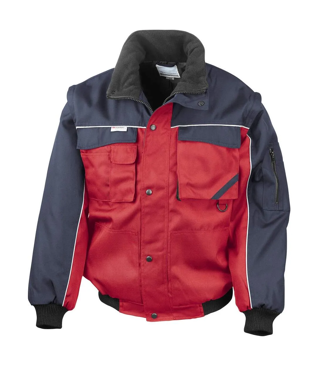 Mens heavy duty zip-off sleeves pilot jacket red/navy WORK-GUARD by Result