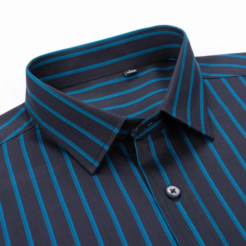 Men's Standard-fit Vertical Striped Without Pocket Long Sleeve Shirt