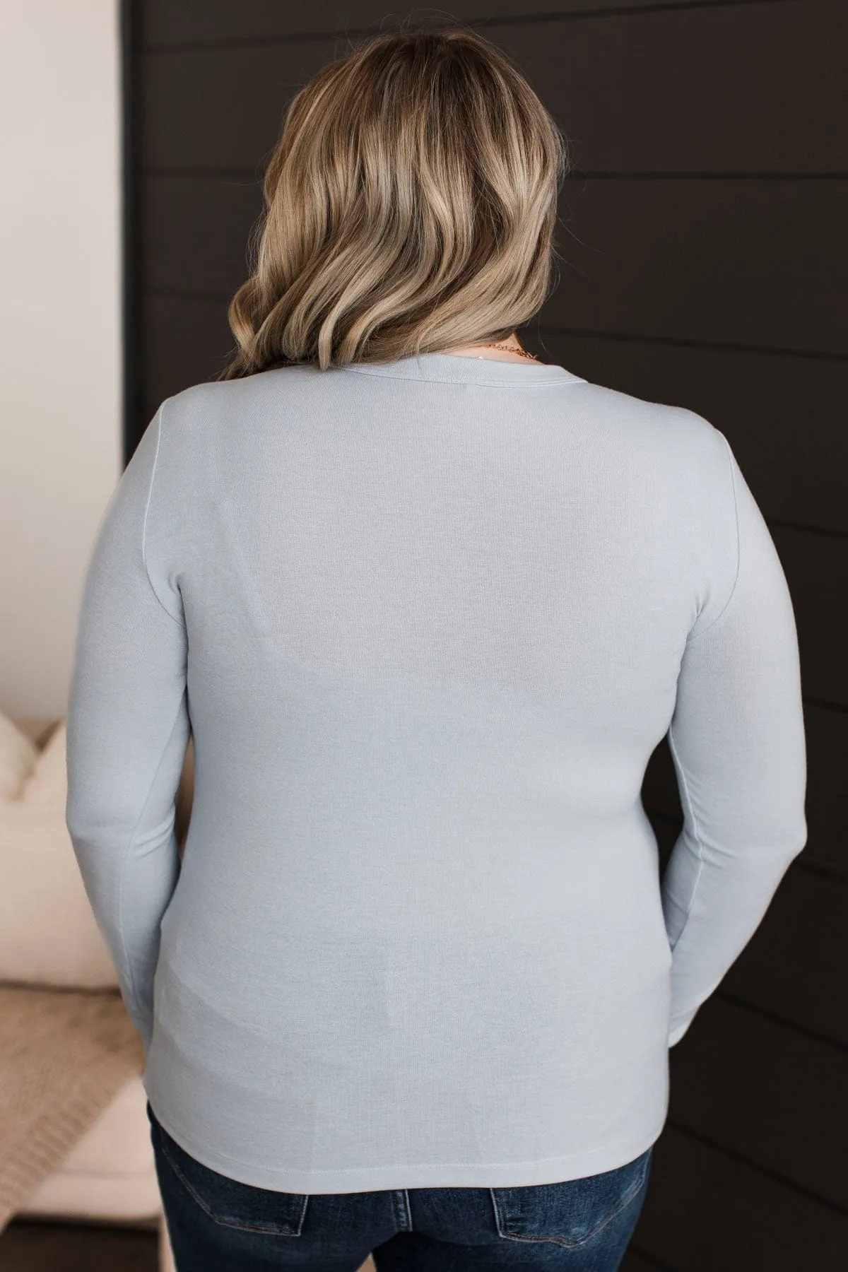 Miles Between Us Long Sleeve Top- Pale Blue