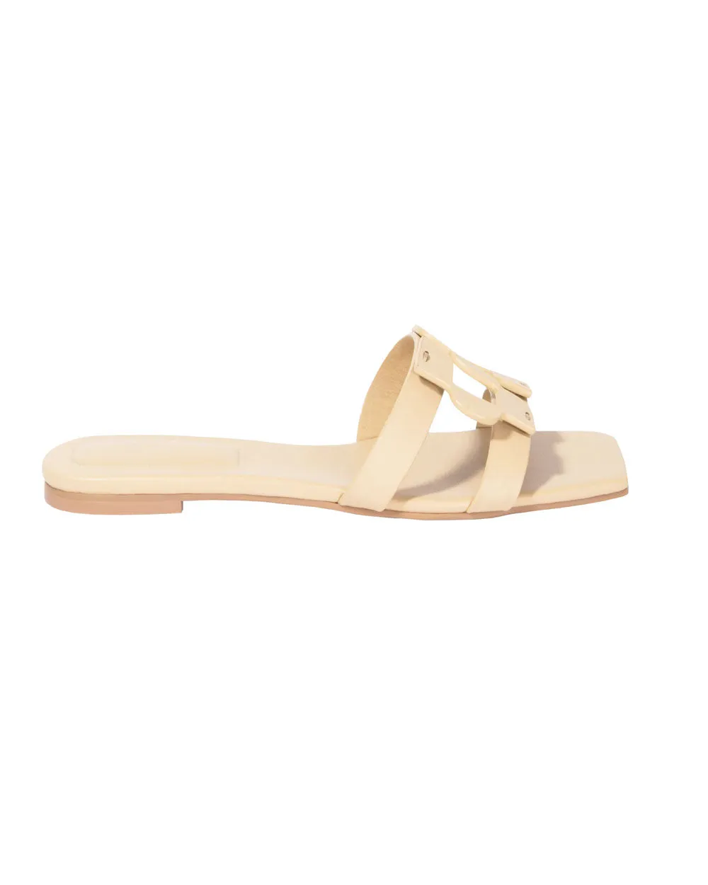 Monogram Flat Slide in Camel