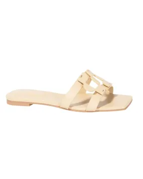 Monogram Flat Slide in Camel